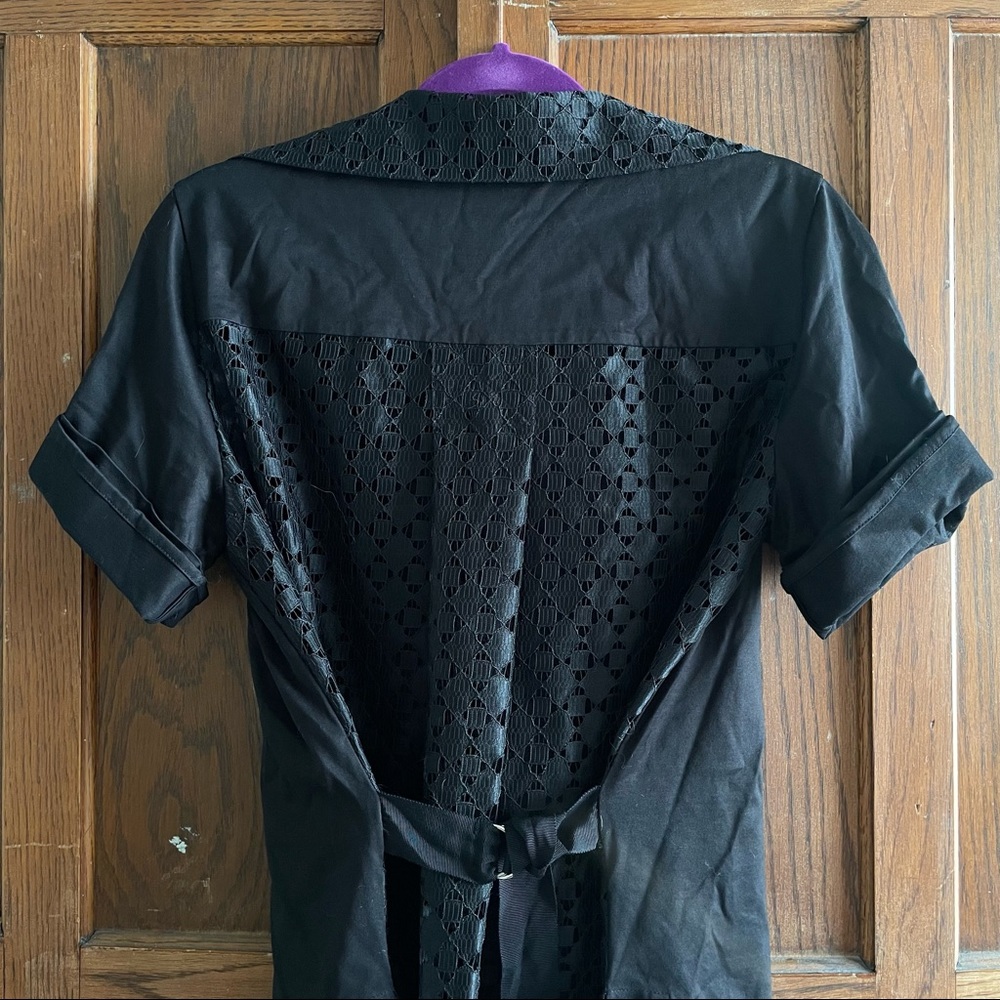 Vivienne Westwood black shirt with lace back and bustle